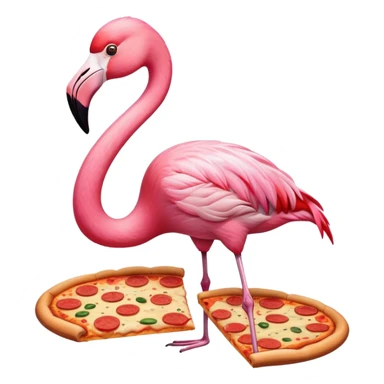 A flamingo eating pizza sticker