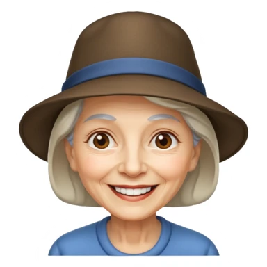 elderly woman with hat sticker