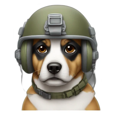 Chien avec un casque militaire sticker