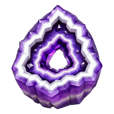 3D render of Rock Candy Geode, made entirely of dessert materials, glistening sugar crystal texture, sjagged translucent purple sugar crystals, delicious confectionery aesthetic, Apple emoji style, isolated on white background --v 6.0. sticker