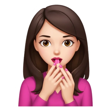 Brunette girl bitting her pink nails seductively  sticker