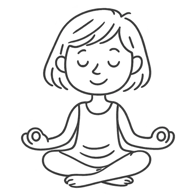a blonde girl with a short haircut in a white dress sitting in a lotus position and meditating sticker