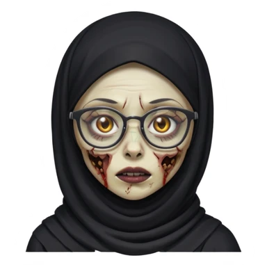 Black hijab zombie girl with glasses sticker