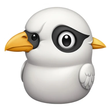 a white crow emoji with a frown sticker