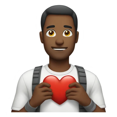 Father holds heart sticker