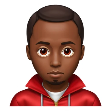 P Diddy with dark brown hair, metallic red outfit sticker