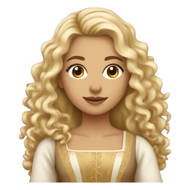 Pretty blonde woman with brown eyes, long curly hair, eyelashes, wearing Renaissance attire sticker