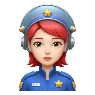 cute female spaceship captain portrait, head and shoulders only, futuristic uniform, captain badge, confident expression, 3D cartoon, mobile game icon style, clean background, no text, no watermark
 sticker