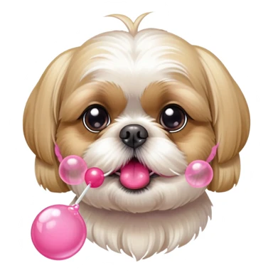 Blonde Shih tzu blowing bubblegum from its mouth sticker