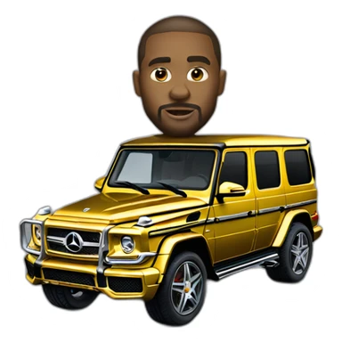 gold mercedes g63 with a thug at the wheel. sticker