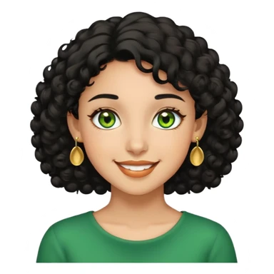 girl showing happiness, medium skin tone, short curly black hair, gold earrings, green eyes Minimal emoji showing happiness, medium skin tone, short curly black hair, gold earrings, green eyes sticker