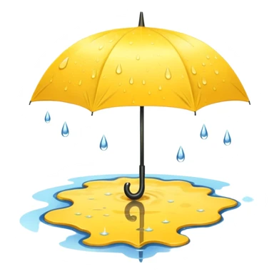 Yellow umbrella in puddle reflection, Lost Umbrella. sticker