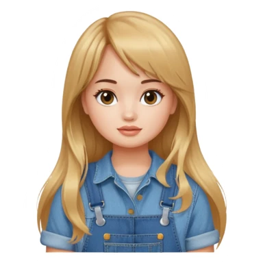 Debby Ryan (long hair with straight bangs) wearing overalls sticker