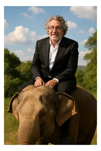 Alain chabat sur un éléphant  sticker