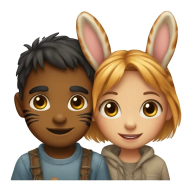 bunny girl and tiger boy sticker