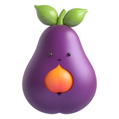 an eggplant peeking out from a peach, fun and simple, no text sticker