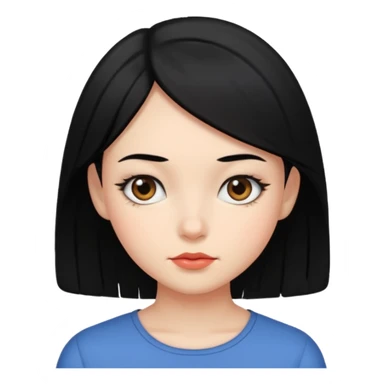 Side eye emoji girl with black hair sticker