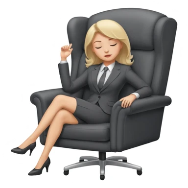Boss sleeping in a chair with her legs up on the desk sticker