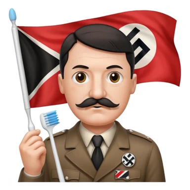 HITLER holding a nazi flag pls and pls turn his BEARD into a toothbrush mustache sticker