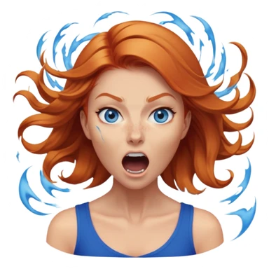 middle of face turning in to a black swirling vortex scream female ginger hair blue eyes sticker