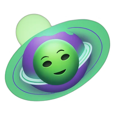 green planet with purple saturn rings and white moon sticker