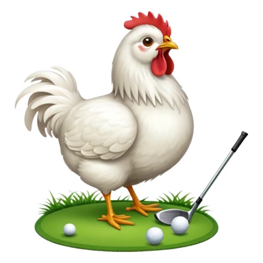 Hen playing golf sticker
