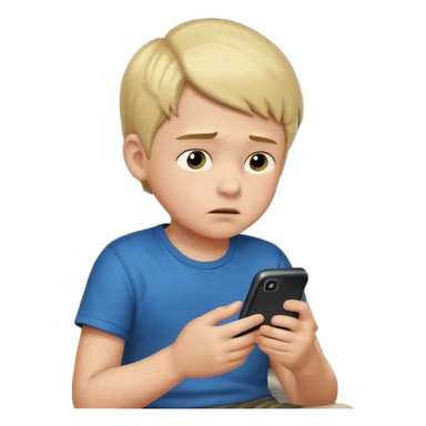 un niño de entre 3 - 10 años jugando con su celular, cansado en una habitacion apagada, el niño tiene piel blanca

 sticker