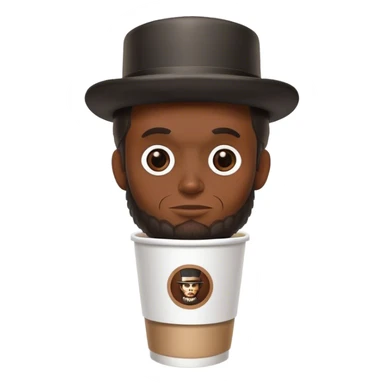 Abe Lincoln with his hat, as a logo on a to-go coffee cup.  sticker