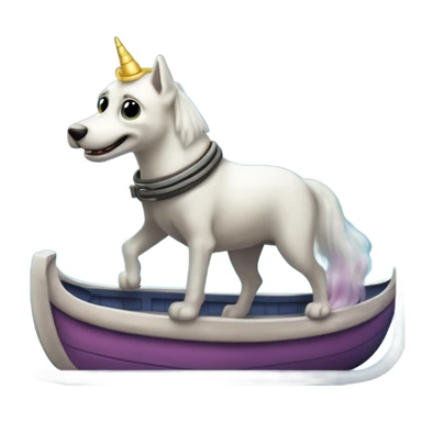 Perro extraterrestre montando un unicornio en barco sticker