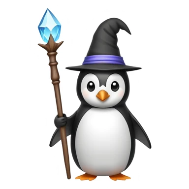 penguin wizard holding a wand sticker