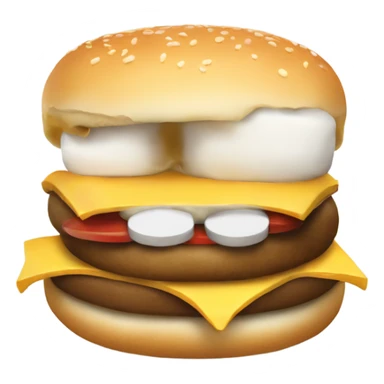 a marshmellow eating a cheeseburger sticker