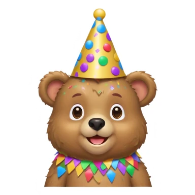 Partying bear cub with confetti  sticker
