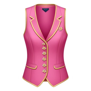 a stylish women’s vest, sleeveless, elegant and decorative design, in a bright pink color with small cute details, feminine and fancy look, no background, ONLY VEST sticker