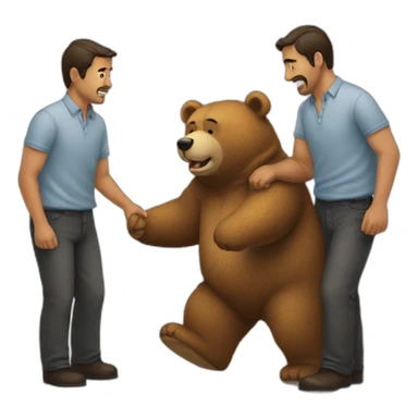 Dos hombres abrazando a un oso sticker