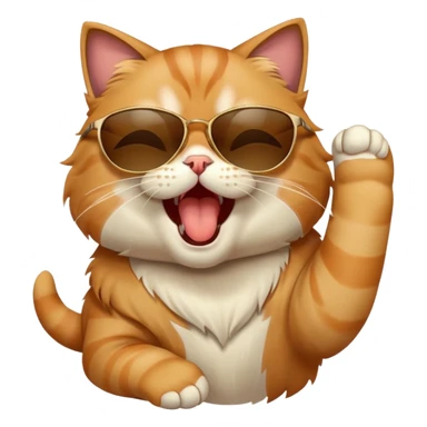 Cat yawning with sunglasses  sticker