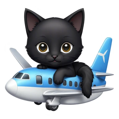 Black kitten on plane sticker