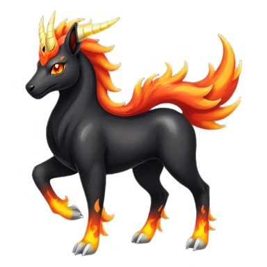Shiny Exotic Gothic Rapidash-Houndoom-Pokémon-Fakémon-hybrid-creature sticker