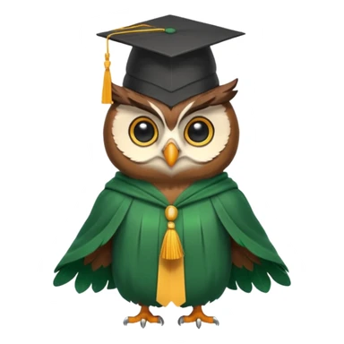 owl professor in green cloak graduation sticker