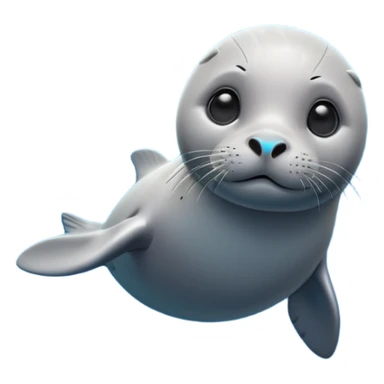 A 3D cartoon seal swimming with visible flippers, calm blue water, soft sunlight, Memoji-style realism. sticker