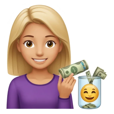 girl enter money in tube sticker