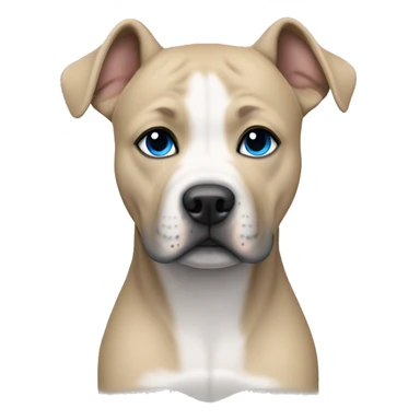 Blonde girl with a gray Staffordshire terrier that has a thin white line between its eyes; she has blue eyes and shoulder-length hair  sticker