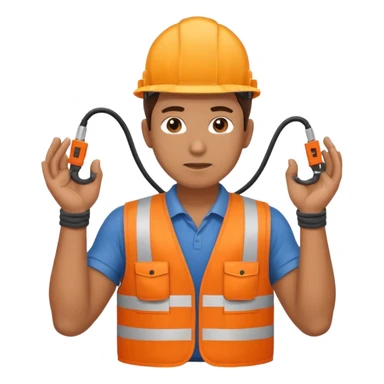 Electrician + cable coil + orange vest sticker