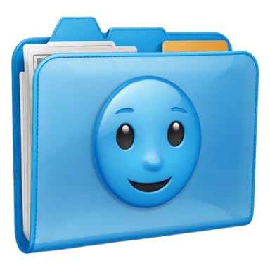 A translucent blue plastic folder with rounded corners, elastic string and button closure, soft matte finish, and a passport/travel symbol.  sticker