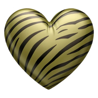 Khaki satin heart like zebra style sticker