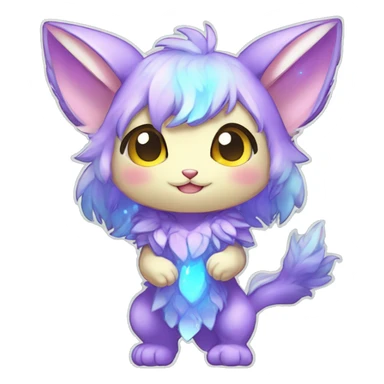 Cute Kawaii Chibi Anthro Sona Colorful Ethereal Pretty see Godly Celestial Shiny Fakemon Full Body sticker
