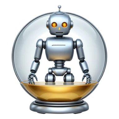robot in a glass bowl sticker