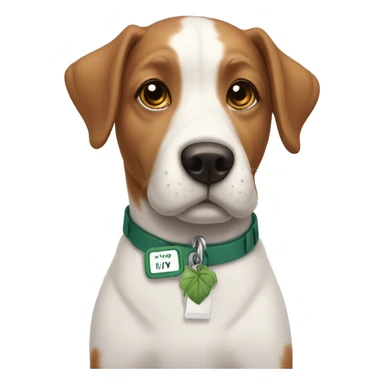 Dog with name tag that says ivy sticker