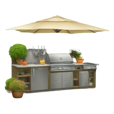 outdoor kitchen with a tree sticker