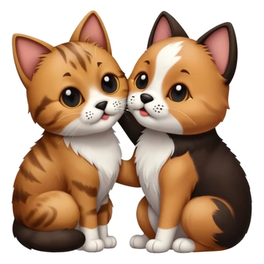 cat with dog kisisng sticker