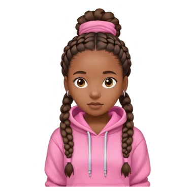 Black girl with bust down braids, wearing a ping palm puff hoodie sticker